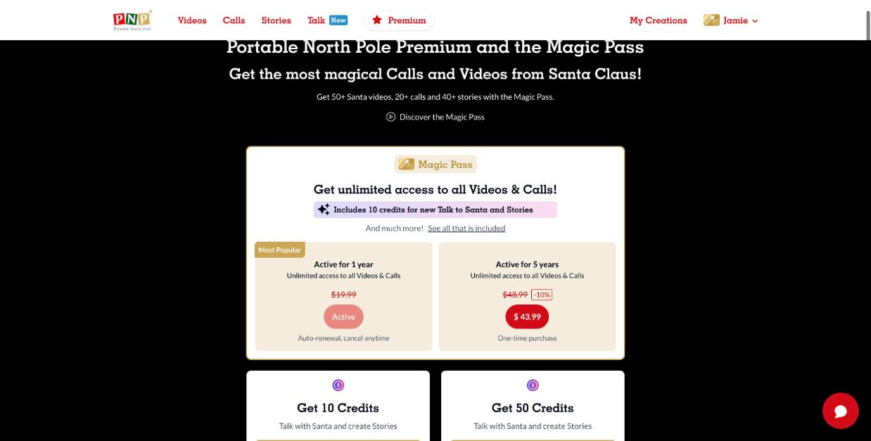 Magic Pass options on the Premium page