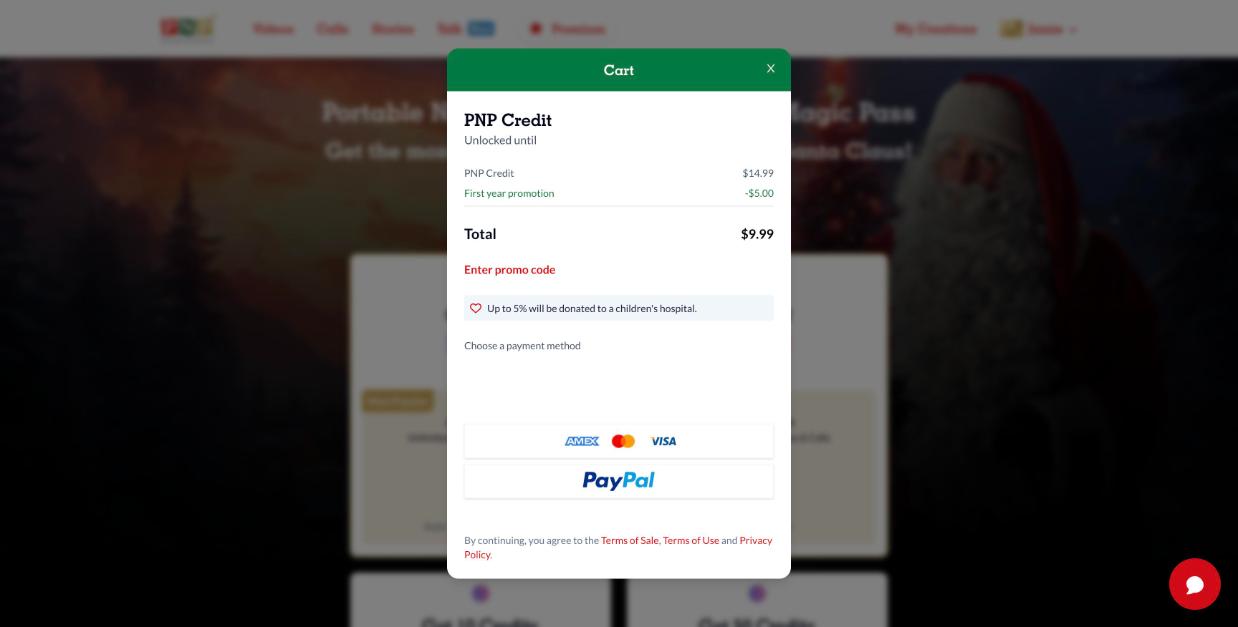 Cart with the payment methods