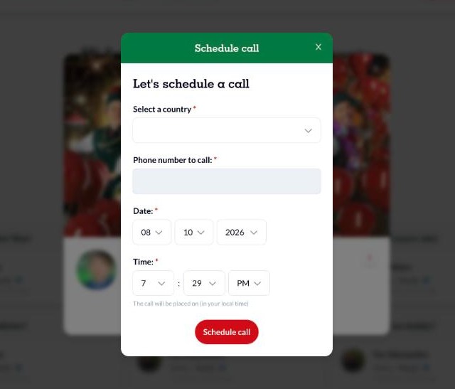 Schedule call window