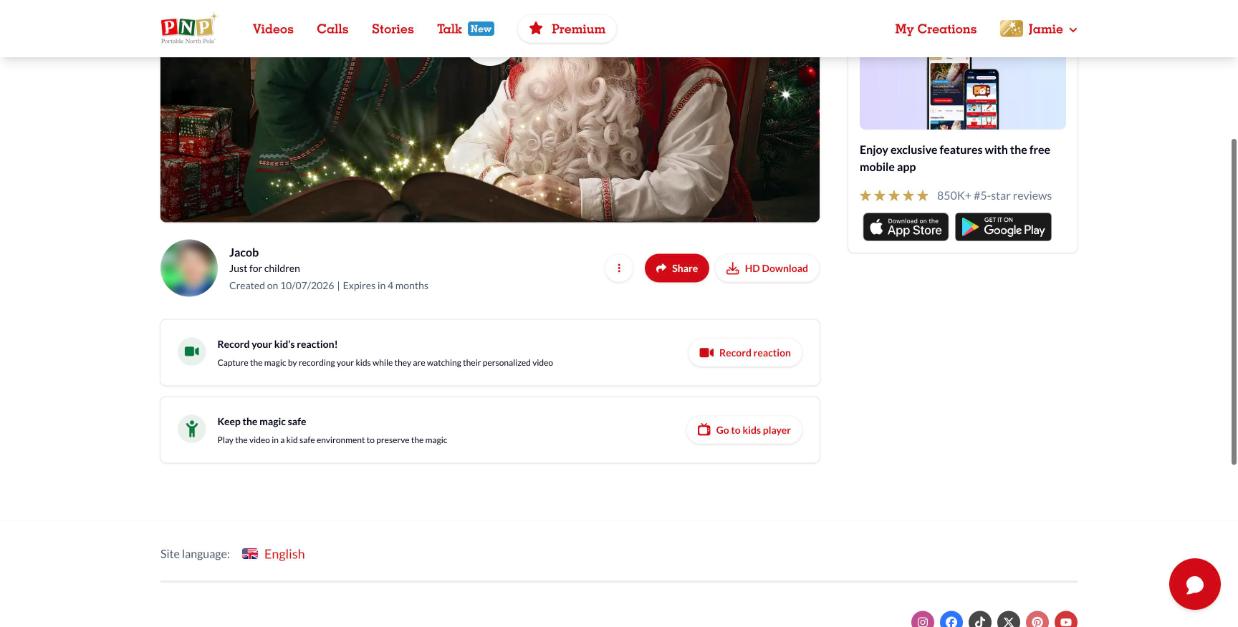 HD Download button on the video page
