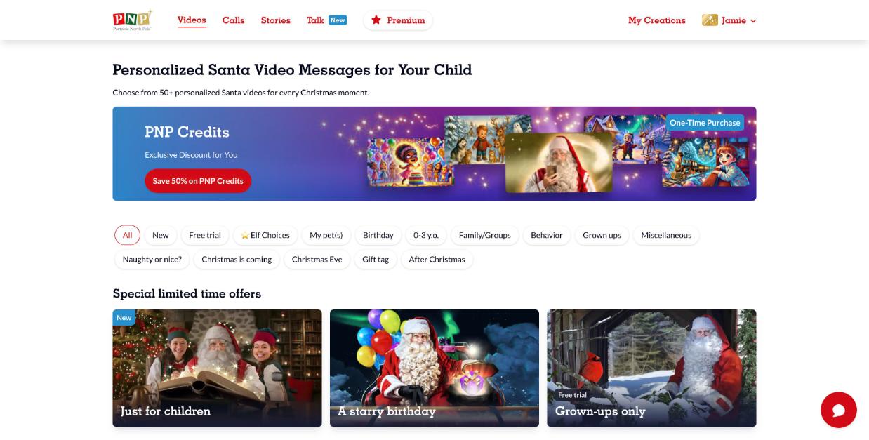 Videos section with the Family/Groups filter