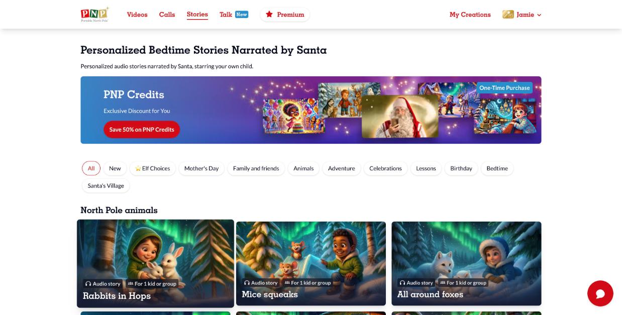 Stories section